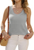 Black Scoop Neck Waffle Knit Splicing Flowy Vest