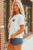 White Game Day Bowknot Embroidered Graphic Casual Tee by Wild and Free Boutique