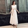 Korean Style Banquet Evening Dress White Lace