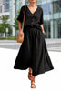 Women's Cotton-Linen V-Neck Button-Up Top & Long Skirt Set by FitiqueFit