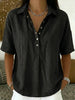 Short Sleeve Button Pullover Shirt – Solid Color Women’s Top by FitiqueFit