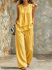 Women's Sleeveless Two-Piece Set – Solid Color Wide-Leg Pants & Top by FitiqueFit