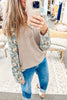 Parchment Twist Ribbed Floral Contrast Patchwork Long Sleeve Top by Wild and Free Boutique