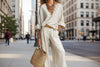 Women's Casual Linen Vacation Set – Three-Quarter Sleeve Top & Full-Length Pants by FitiqueFit