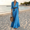 Women's Belted Irregular Pleated Dress by FitiqueFit