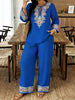 Women’s Ethnic Two Piece Set with Long Sleeve Shirt and Cropped Pants by FitiqueFit