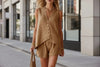 Women's Cotton-Linen V-Neck Button Sleeveless Top & Shorts Set by FitiqueFit