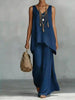 Women's Bohemian Wide-Leg Pants & V-Neck Vest Set – 3D Print by FitiqueFit