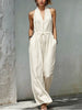 Women's Sleeveless Halter Neck Solid Color Long Jumpsuit by FitiqueFit