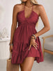 Women's Off-Shoulder V-Neck Ruffle Dress – Elegant Strap Style by FitiqueFit