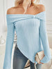 Off-Shoulder Ribbed Knit T-Shirt by Wild and Free Boutique