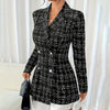 Women’s Plaid Double-Breasted Blazer by FitiqueFit