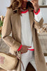 Pink Contrast Trimmed Striped Drop Shoulder Sweater