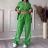 Wide-Leg Pants & Lace-Up Top Two-Piece Set – Solid Color, 12 Colors S–5XL by FitiqueFit