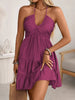 Women's Off-Shoulder V-Neck Ruffle Dress – Elegant Strap Style by FitiqueFit