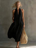 Women's Retro V-Neck Slip Dress – Loose Fit Sleeveless by FitiqueFit