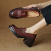 Women’s Vintage Chunky Heel Leather Shoes – Retro Style by FitiqueFit
