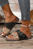 Coffee Two-tone Retro Buckle Straps Hollowed Faux Suede Slippers by Wild and Free Boutique