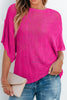 Scallop Edge Half Sleeve Pointelle Knit Top