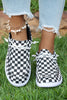 Color black Checkered Print Lace-up Detail Flat Shoes by Wild and Free Boutique