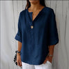 Women's V-Neck Long-Sleeve Button Top – Loose Fit Casual Blouse by FitiqueFit