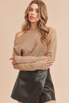 Aemi + Co One Shoulder Long Sleeve Knit Top