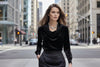 Women’s Elegant Boat Neck Long Sleeve Minimalist Top by FitiqueFit