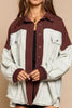 Unique Contrast Collared Pocketed Jacket with Button-Up Closure Modern Women Jacket by Stevvex