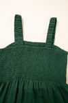 Green Smocked Sleeveless Wide Leg Jumpsuit with Pockets