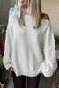 White Asymmetric Neck Drop Shoulder Baggy Slouchy Sweater by Wild and Free Boutique