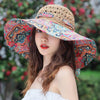 Women's Patterned Straw Beach Sun Hat – Round Crown UV Protection Summer Hat by FitiqueFit