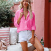 Simple Button Front Shirt, Elegant Long Sleeve Shirt Tops by FitiqueFit
