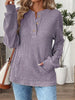 Ribbed Button Detail Long Sleeve T-Shirt by Simply Love