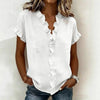 V-Neck Ruffle Sleeve Solid Color Top | Asymmetric Linen Blend by FitiqueFit