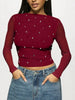 Rhinestone Embellished Long Sleeve T-Shirt by Simply Love
