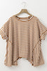 Stripe Batwing Sleeve Round Neck Oversized Top