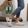 PU Leather Contrast Round Toe Flat Sneakers – Lace-Up Casual by FitiqueFit
