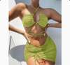Women's Solid Color Three-Piece Bikini Set