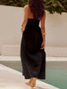 Black Ruched Halter Neck Midi Dress Sleek & Sophisticated Dress For Women by Stevvex