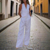 Women’s V‑Neck Button‑Front Vest & High‑Waist Pants Set by FitiqueFit