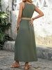 Decorative Button Sleeveless Midi Dress Elegant & Timeless Long Comfortable Dress by Stevvex