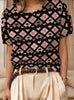 Women's Retro Short-Sleeve Jacquard Knit Top by FitiqueFit