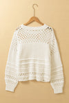 Pointelle Knit Puff Sleeve Sweater