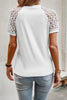 White Seamed Detail Contrast Lace Raglan Sleeve Tee by Wild and Free Boutique