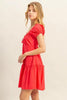 New Summer Ruched Frill Tiered Short Sleeve Mini Dress For Women – Playful, Sexy and Flirty Ruffled Mini Dress with Textured Ruched Detail by Stevvex