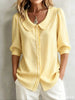 Striped V-Neck Top – Three-Quarter Sleeve Casual Shirt by FitiqueFit