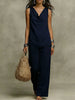 Women's Slash-Neck Sleeveless Tank Top & Casual Pants Set by FitiqueFit