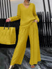 Solid Color Long Sleeve Top & Pants Two-Piece Travel Set by FitiqueFit