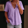 Women's Pleated Cotton-Linen Short-Sleeve Shirt – 5 Colors S–XXL by FitiqueFit