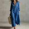 Women's Casual Long-Sleeve Linen Shirt Dress – Relaxed Fit by FitiqueFit